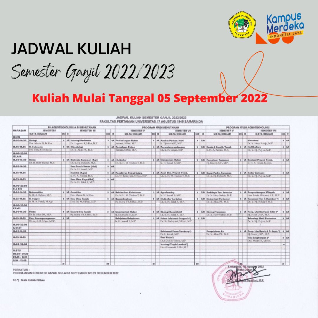 Jadwal Kuliah Ganjil 2022